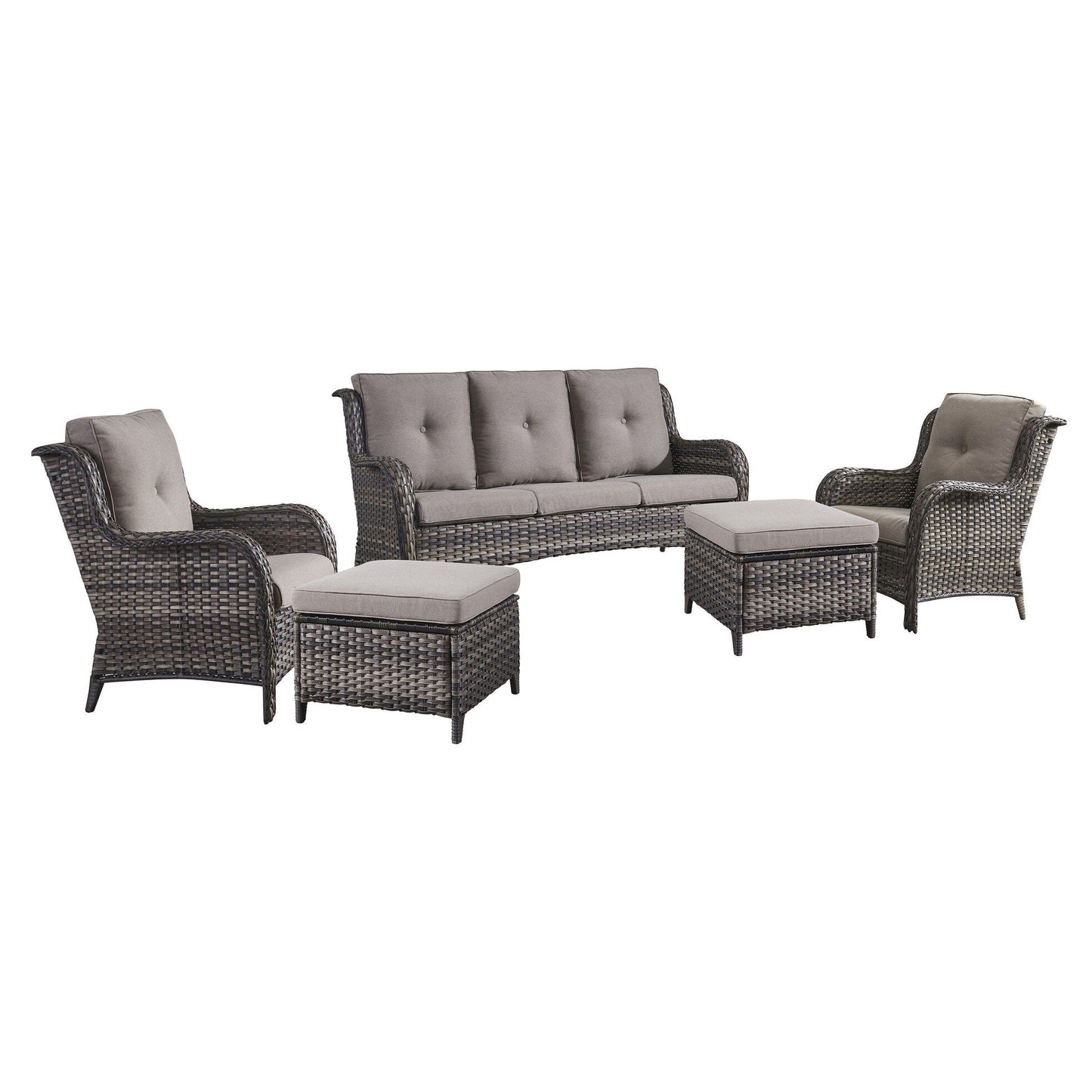 Pocassy 5-Piece Patio Furniture Set with Ottomans