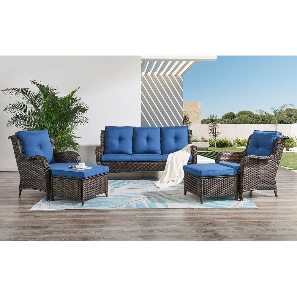Pocassy 5-Piece Patio Furniture Set with Ottomans
