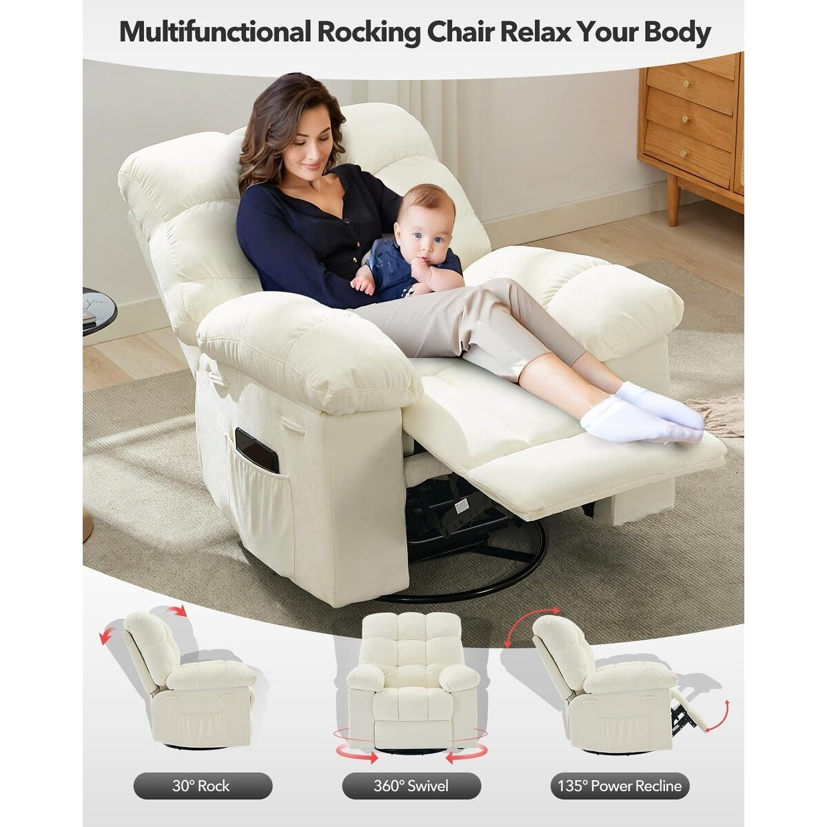 Rocking 360° Swivel Rocker Chair
