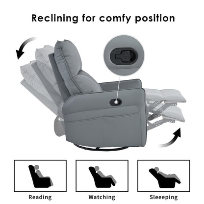 Rocking Recliner Chair,360 Degree Swivel Nursery Rocking Chair,Glider Chair,Modern Small Rocking Swivel Recliner Chair