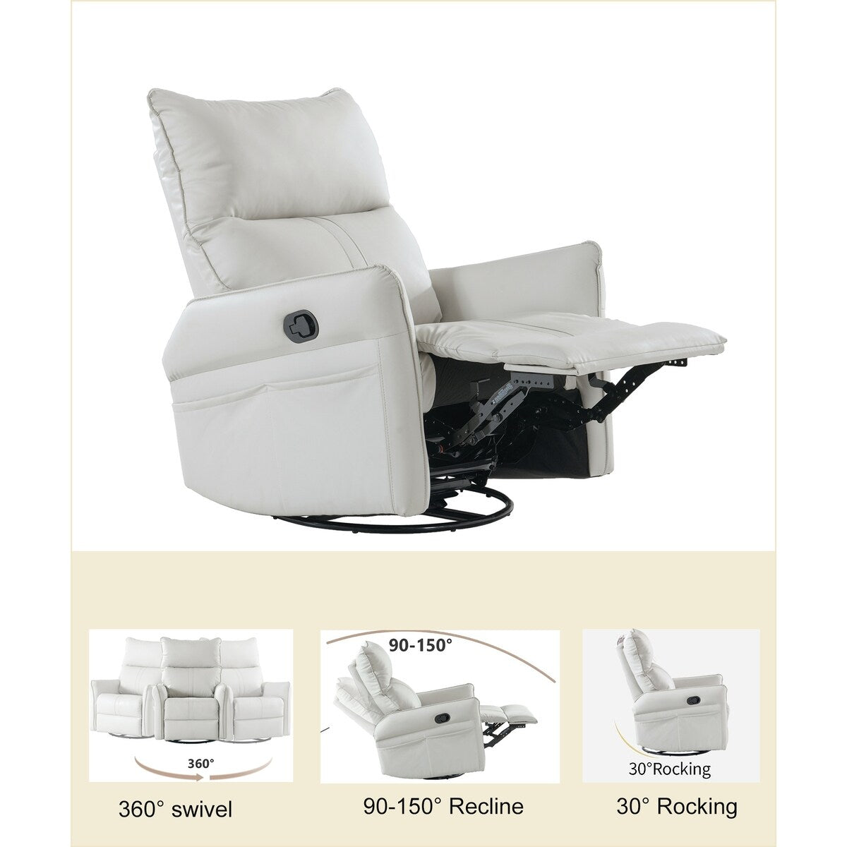 Rocking Recliner Chair,360 Degree Swivel Nursery Rocking Chair,Glider Chair,Modern Small Rocking Swivel Recliner Chair