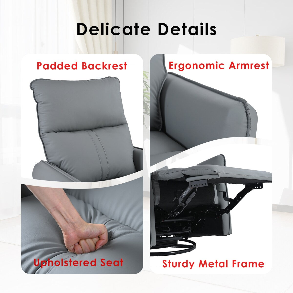 Rocking Recliner Chair,360 Degree Swivel Nursery Rocking Chair,Glider Chair,Modern Small Rocking Swivel Recliner Chair