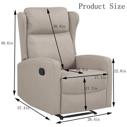 Rocking Recliner Chair,Adjustable Recliner Sofa with Lumbar Support,Classic Recliner Chair with Comfortable Arm and Back Sofa