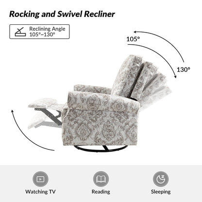 Roderich Farmhouse Floral Print Swivel Rocker Recliner with Rolled Arms Set of 2 by HULALA HOME