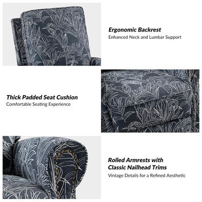 Roderich Farmhouse Floral Print Swivel Rocker Recliner with Rolled Arms Set of 2 by HULALA HOME