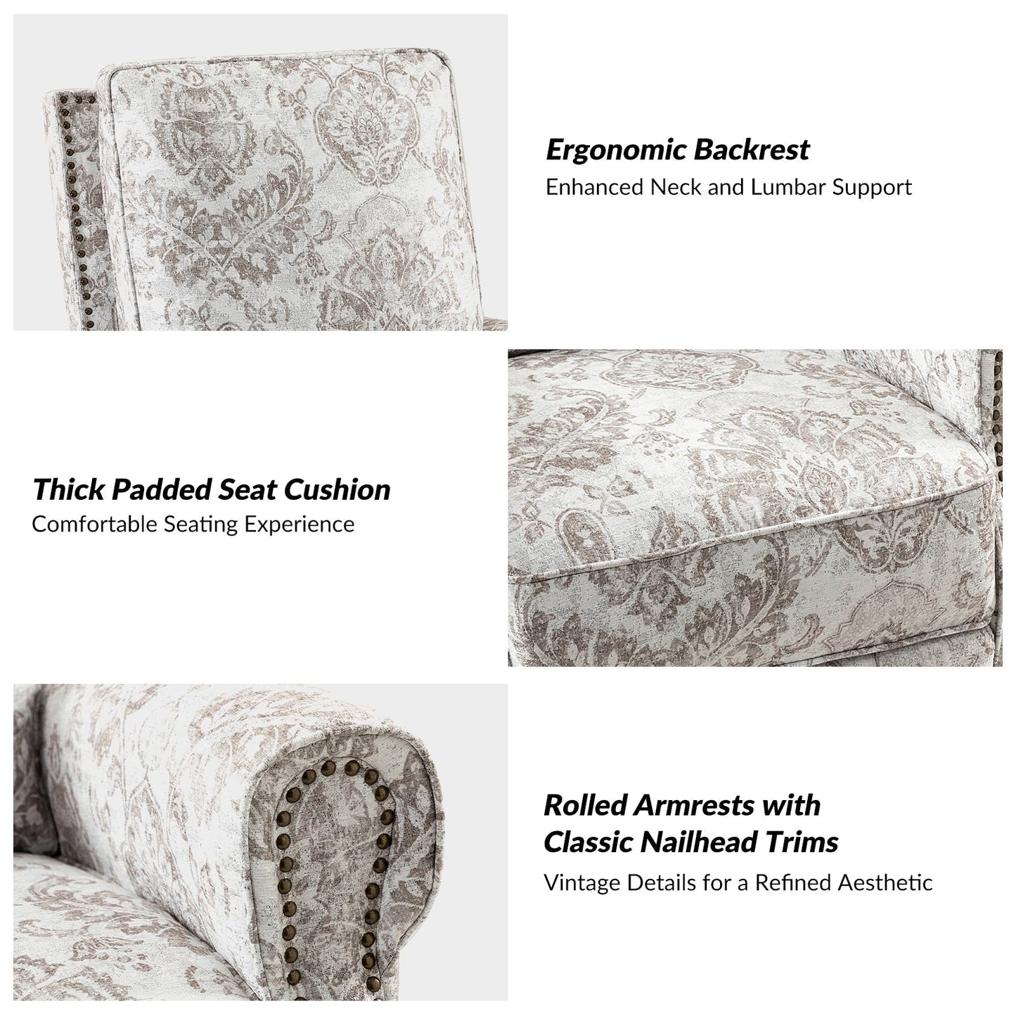 Roderich Farmhouse Floral Print Swivel Rocker Recliner with Rolled Arms by HULALA HOME
