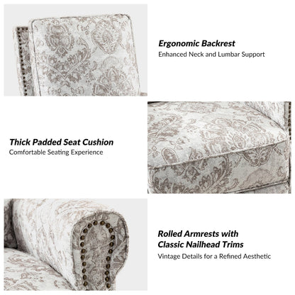 Roderich Farmhouse Floral Print Swivel Rocker Recliner with Rolled Arms by HULALA HOME