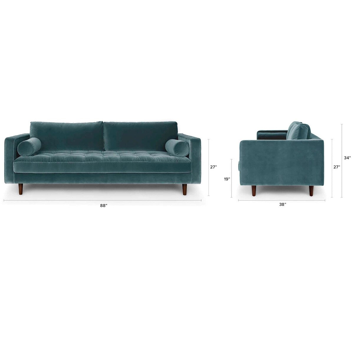 Roma Fabric Sofa in Spa Blue 88
