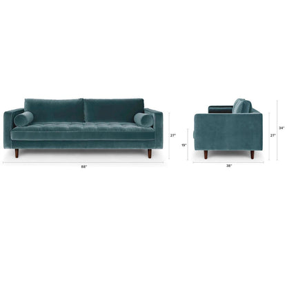 Roma Fabric Sofa in Spa Blue 88
