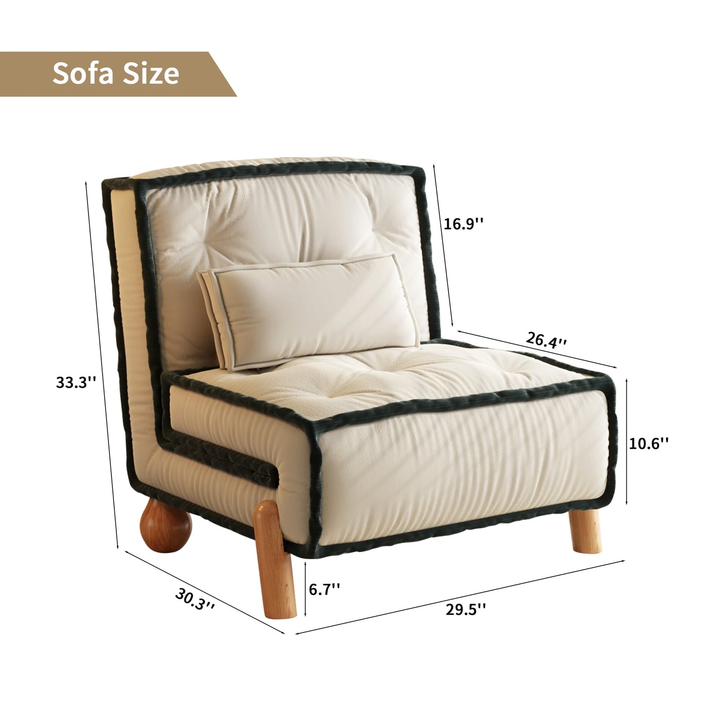 Romision Armless Technological Velvet Sofa in Beige