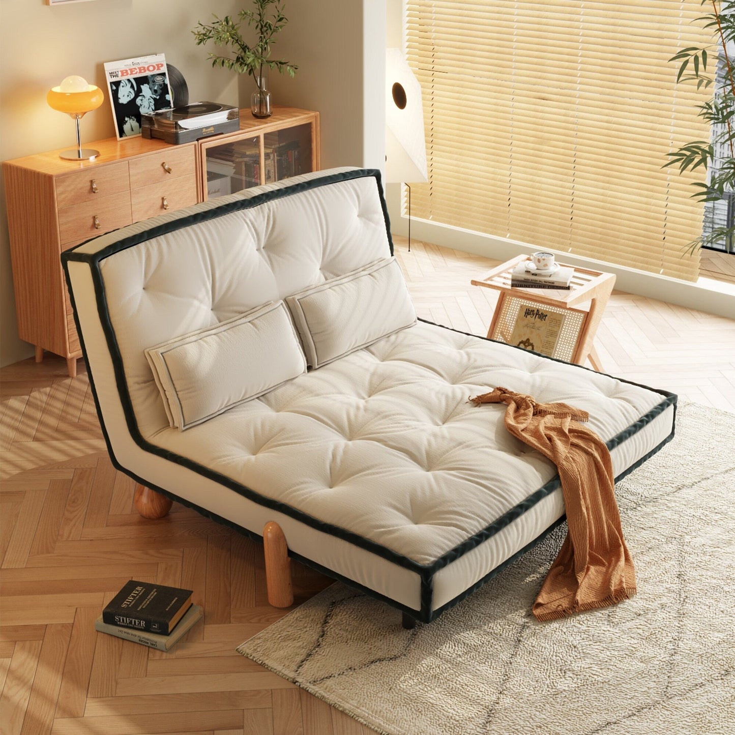 Romision Armless Technological Velvet Sofa in Beige