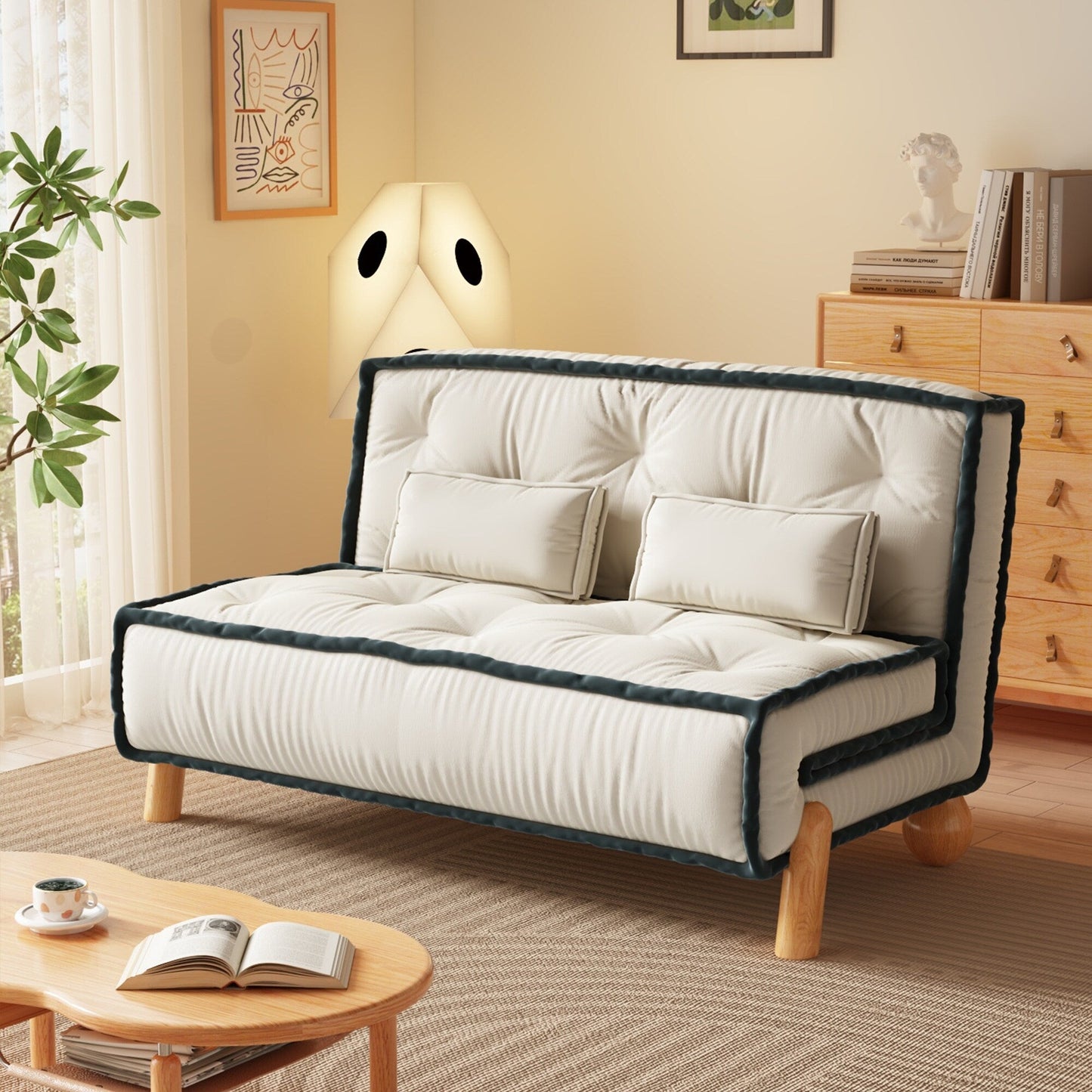 Romision Armless Technological Velvet Sofa in Beige