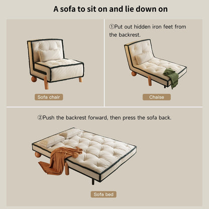 Romision Armless Technological Velvet Sofa in Beige