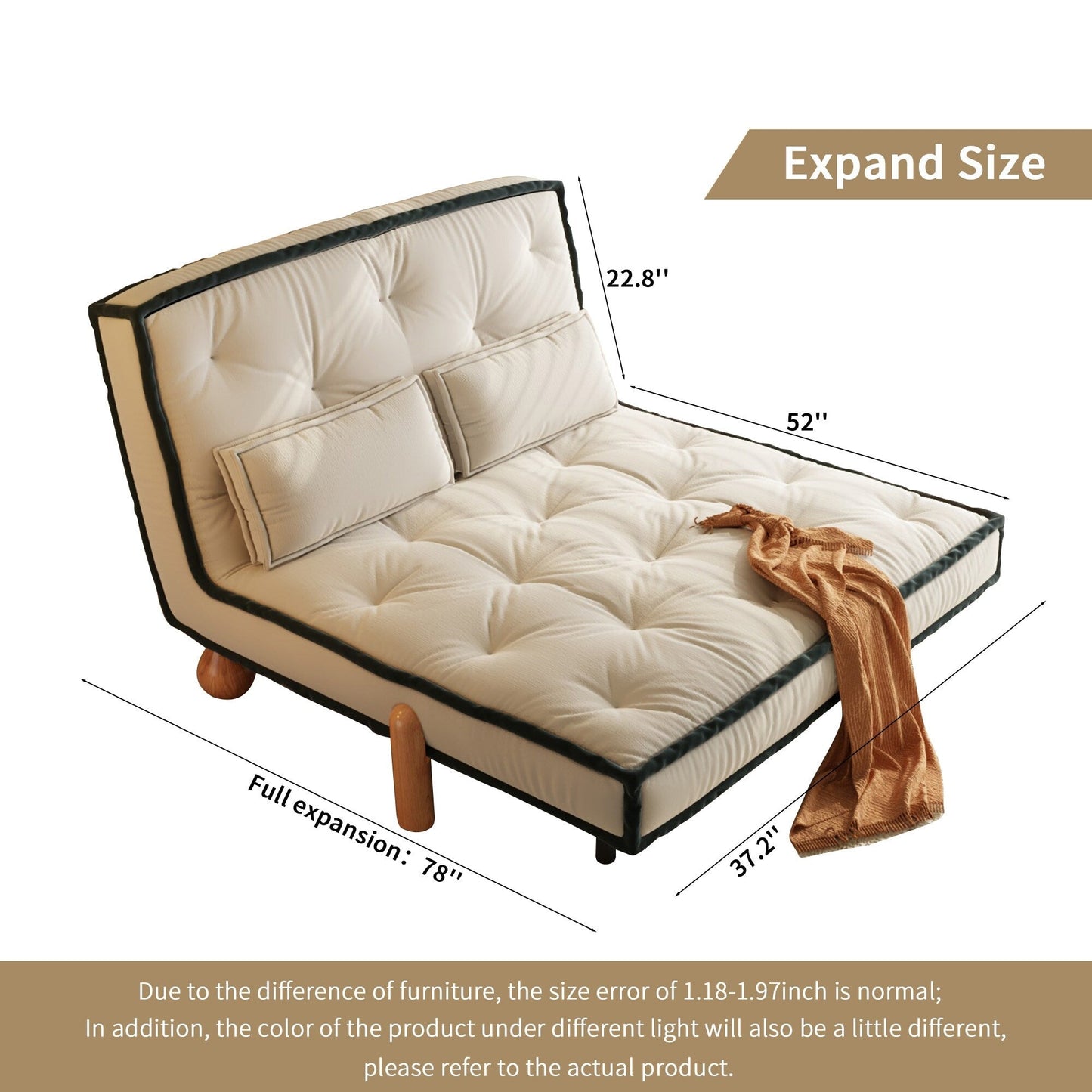 Romision Armless Technological Velvet Sofa in Beige