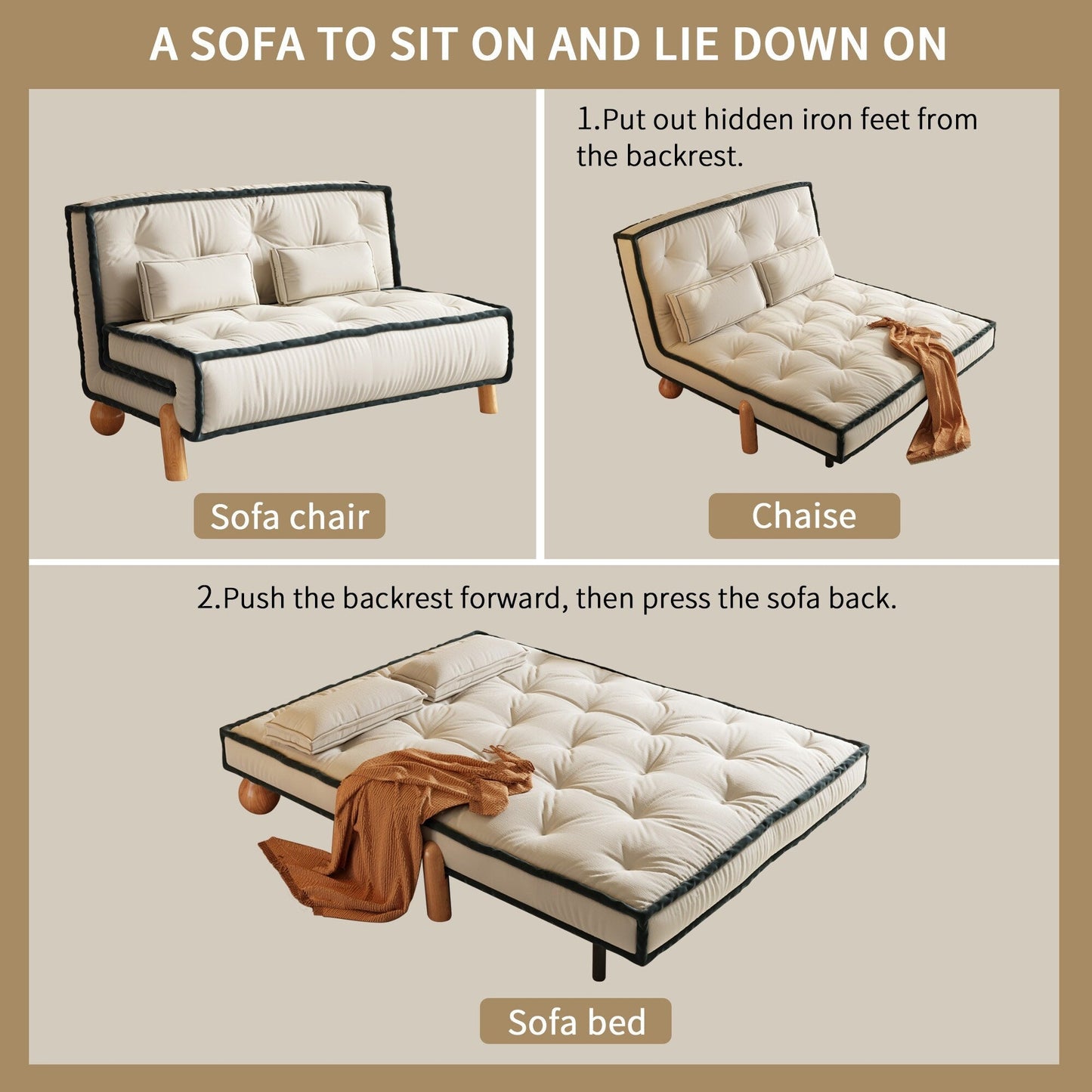 Romision Armless Technological Velvet Sofa in Beige