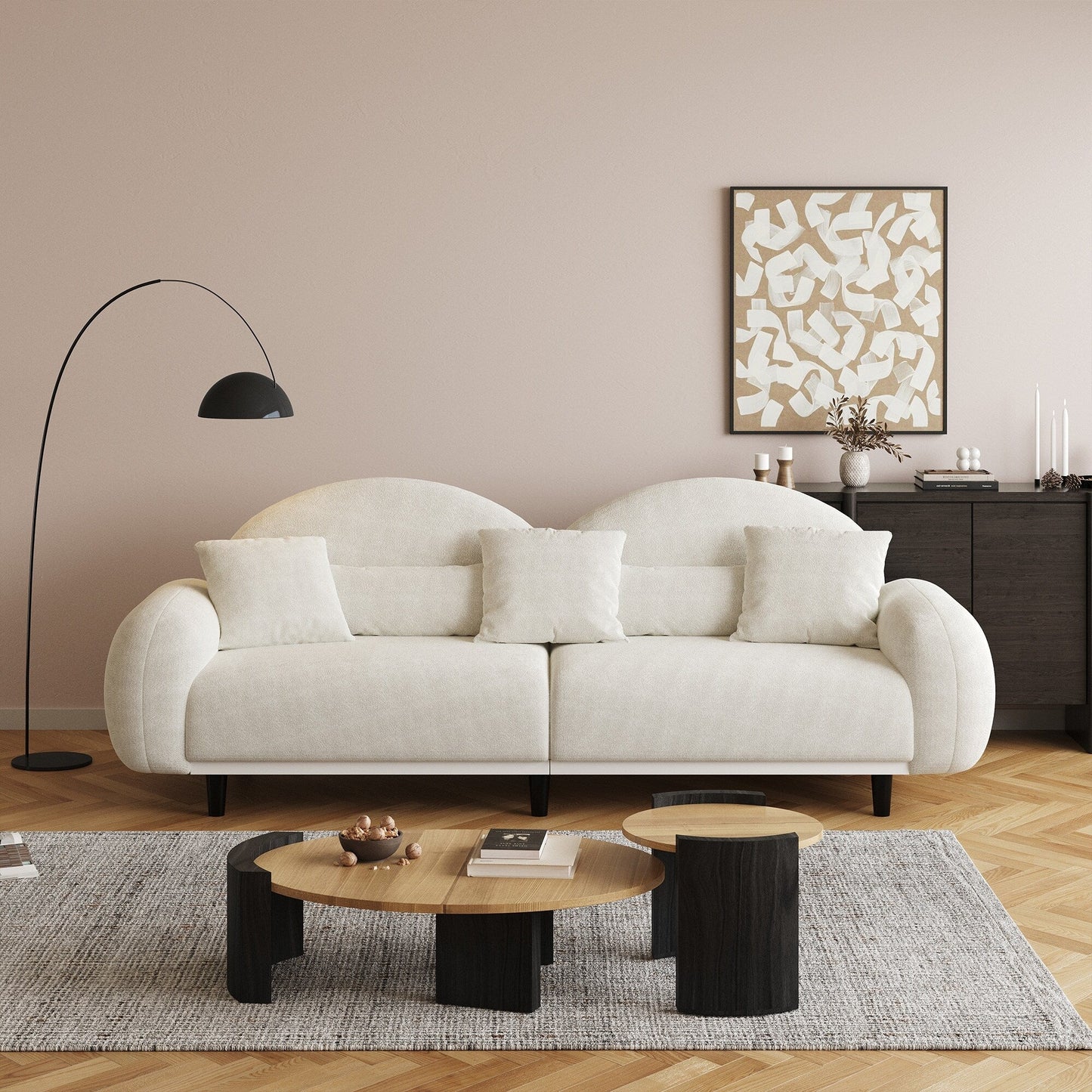 Romision Cotton Fabric Upholstered Sofa