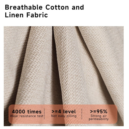 Romision Flared Arm linen Fabrics Three-Seater Rectangle Sofa in Beige