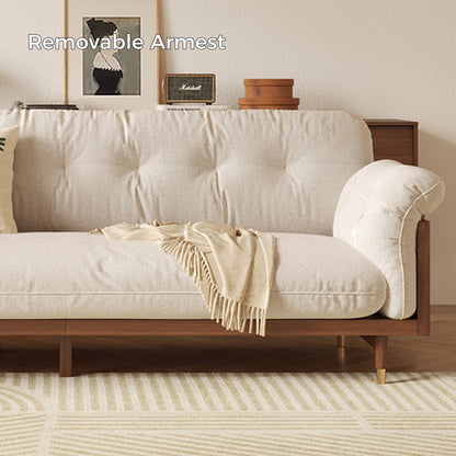 Romision Flared Arm linen Fabrics Three-Seater Rectangle Sofa in Beige