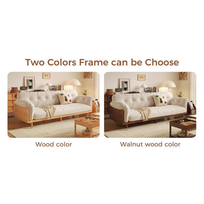 Romision Flared Arm linen Fabrics Three-Seater Rectangle Sofa in Beige