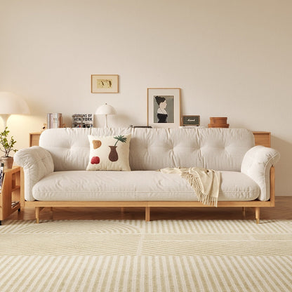 Romision Flared Arm linen Fabrics Three-Seater Rectangle Sofa in Beige
