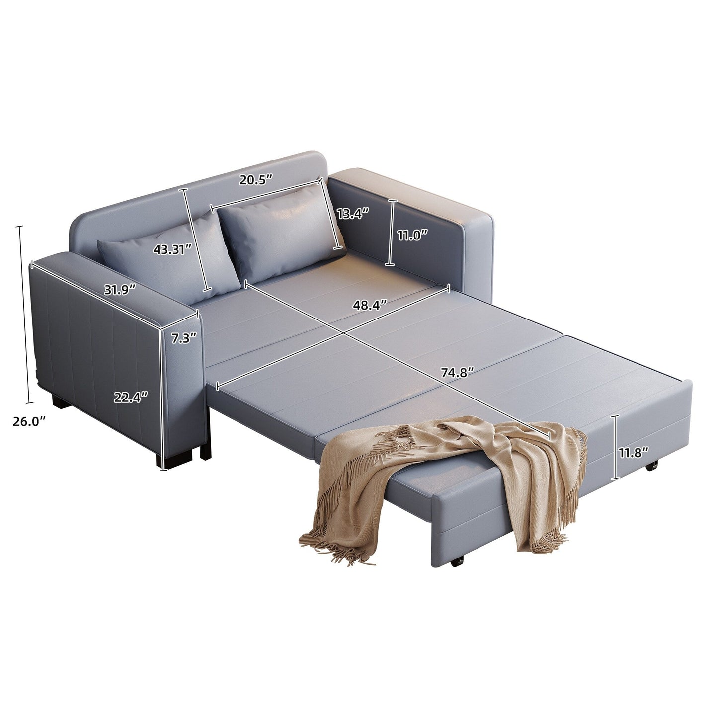Romision Folding Cotton Fabric Sofa Bed