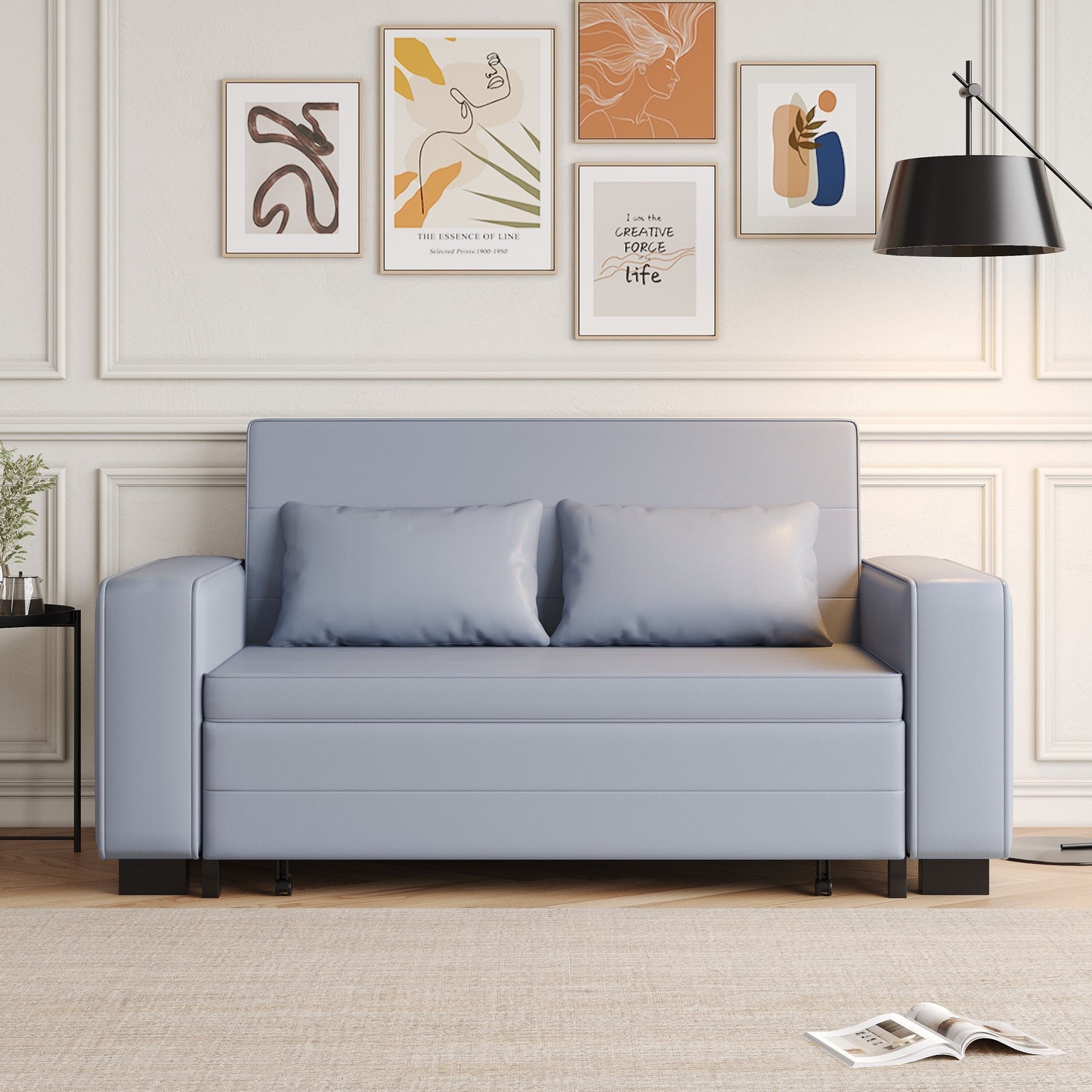Romision Folding Cotton Fabric Sofa Bed