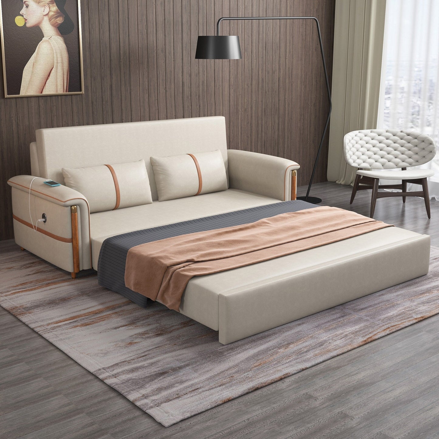 Romision Folding Technological Fabric Sofa Bed