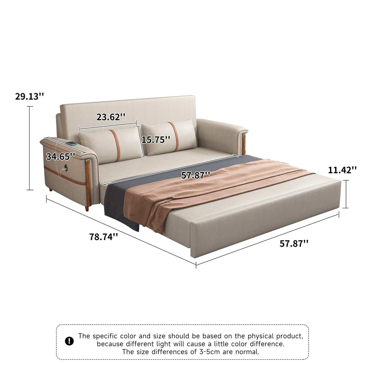 Romision Folding Technological Fabric Sofa Bed
