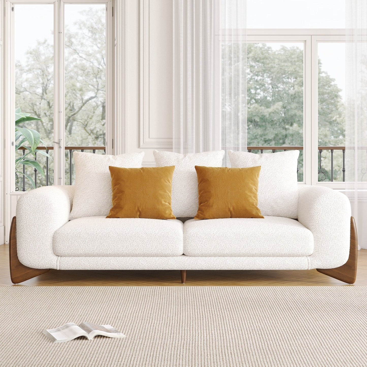 Romision Lambswool Velvet Upholstered Sofa