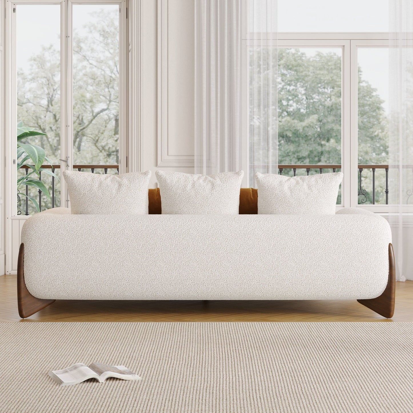 Romision Lambswool Velvet Upholstered Sofa