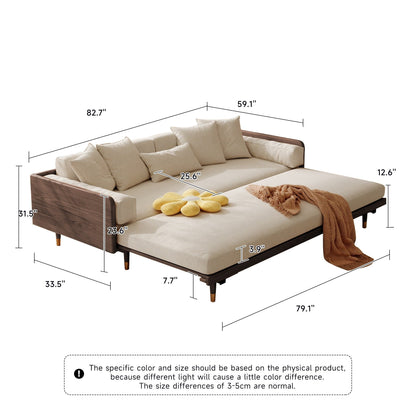 Romision Linen Fabric Three-Seater Rectangle Sofa