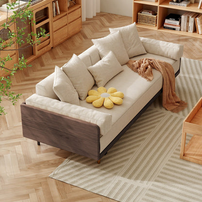 Romision Linen Fabric Three-Seater Rectangle Sofa