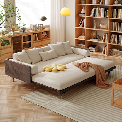 Romision Linen Fabric Three-Seater Rectangle Sofa