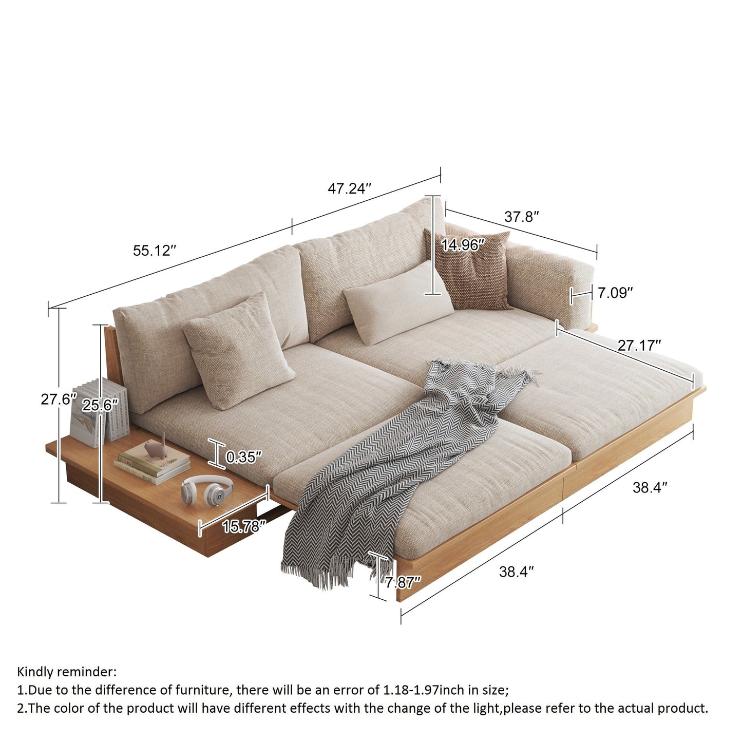 Romision Linen FabricThree-Seater Rectangle Combination Sofa