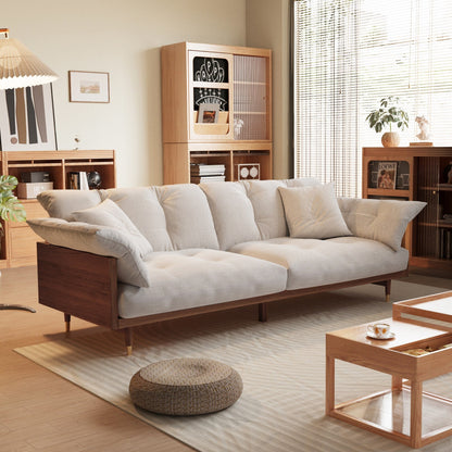 Romision Linen Fabrics Three-Seater Rectangle Sofa