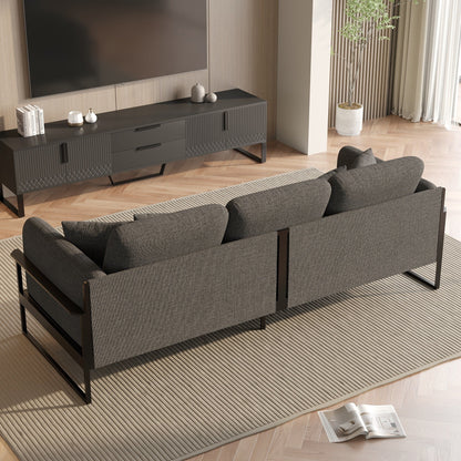 Romision Linen Rectangle Three-seater Sofa