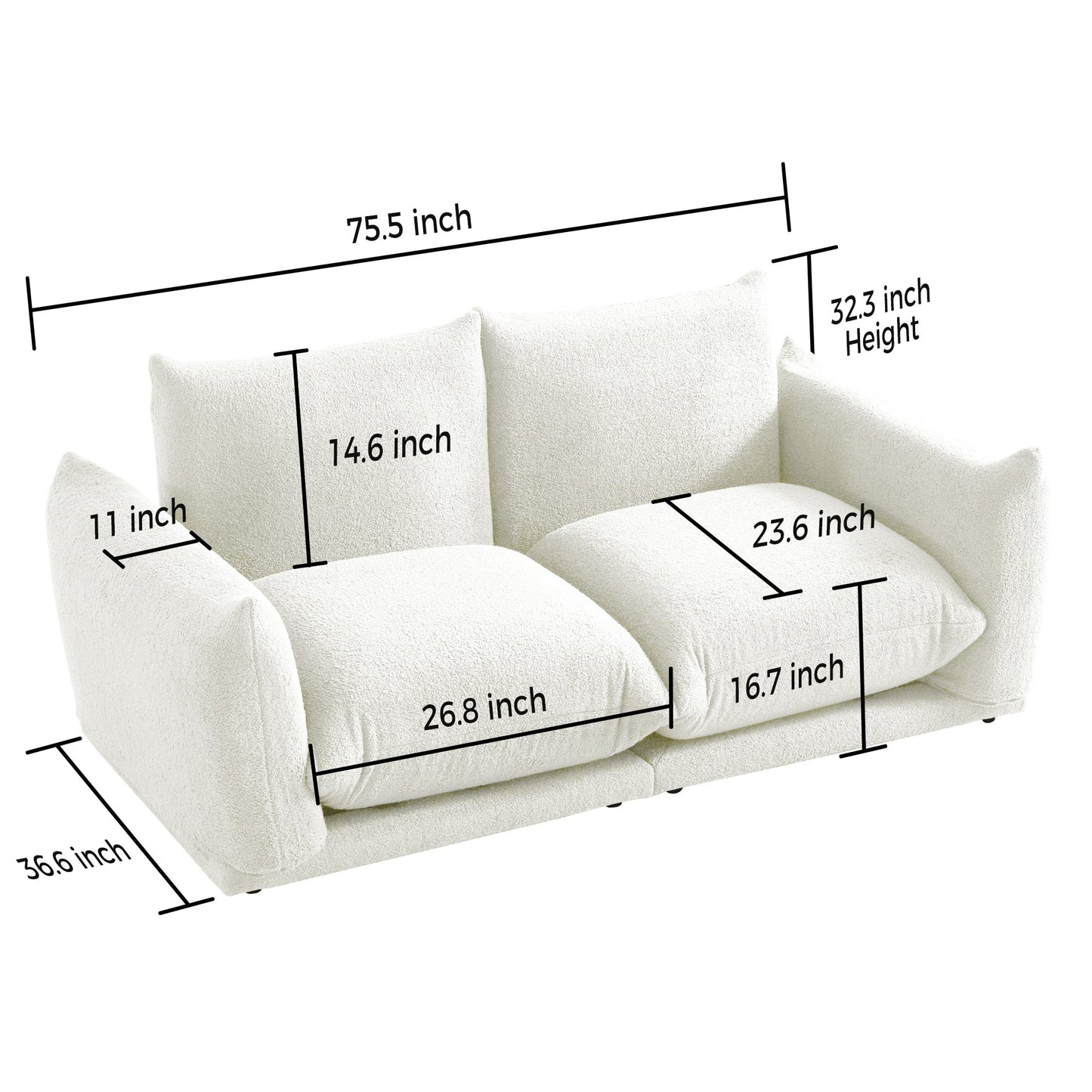 Romision Multi-combination Lambswool Velvet Upholstered Sectional Sofa