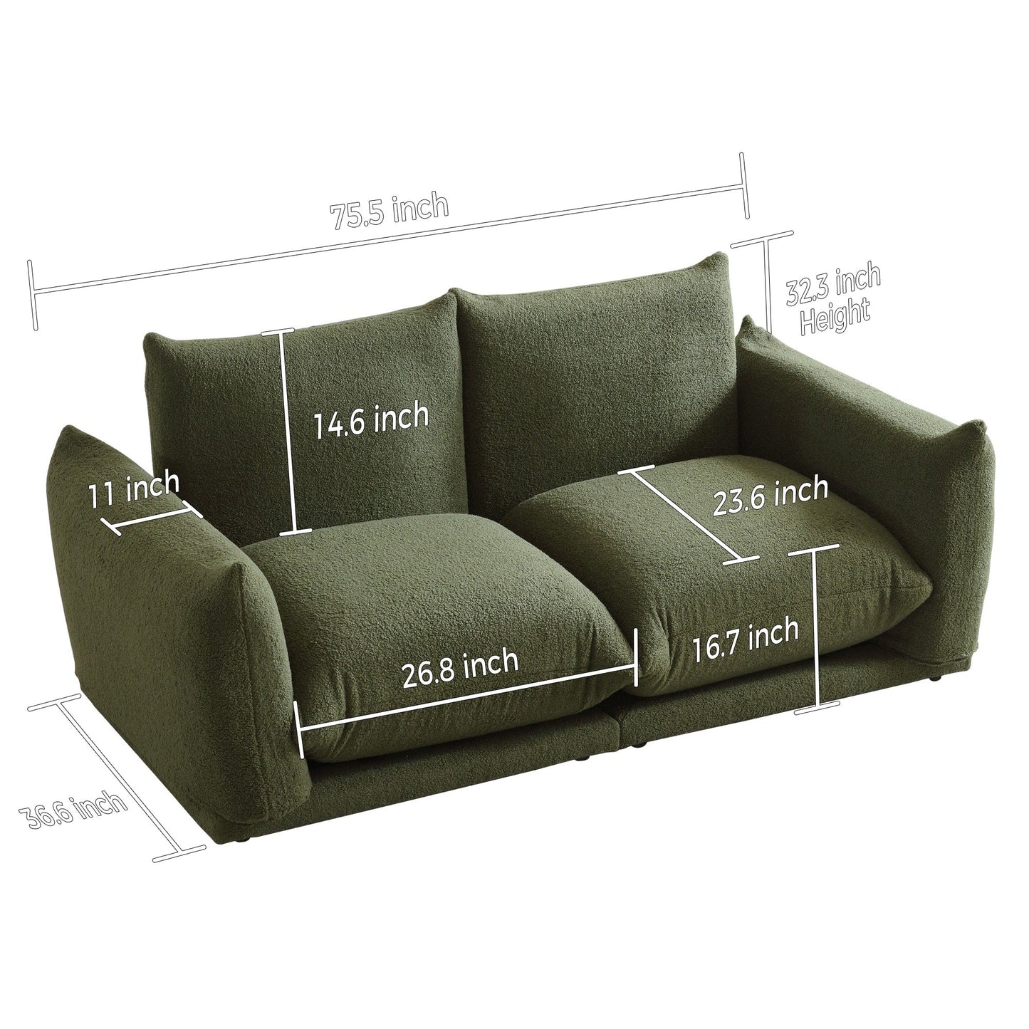 Romision Multi-combination Lambswool Velvet Upholstered Sectional Sofa