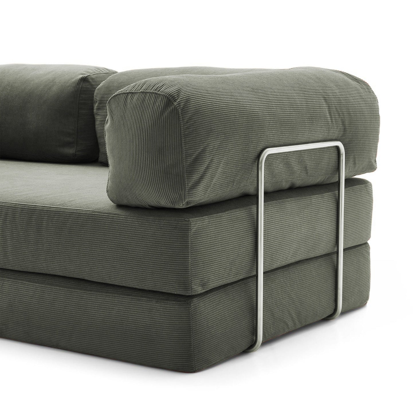 Romision Round Arm Corduroy Fabric Convertible Sleeper Rectangle Sofa