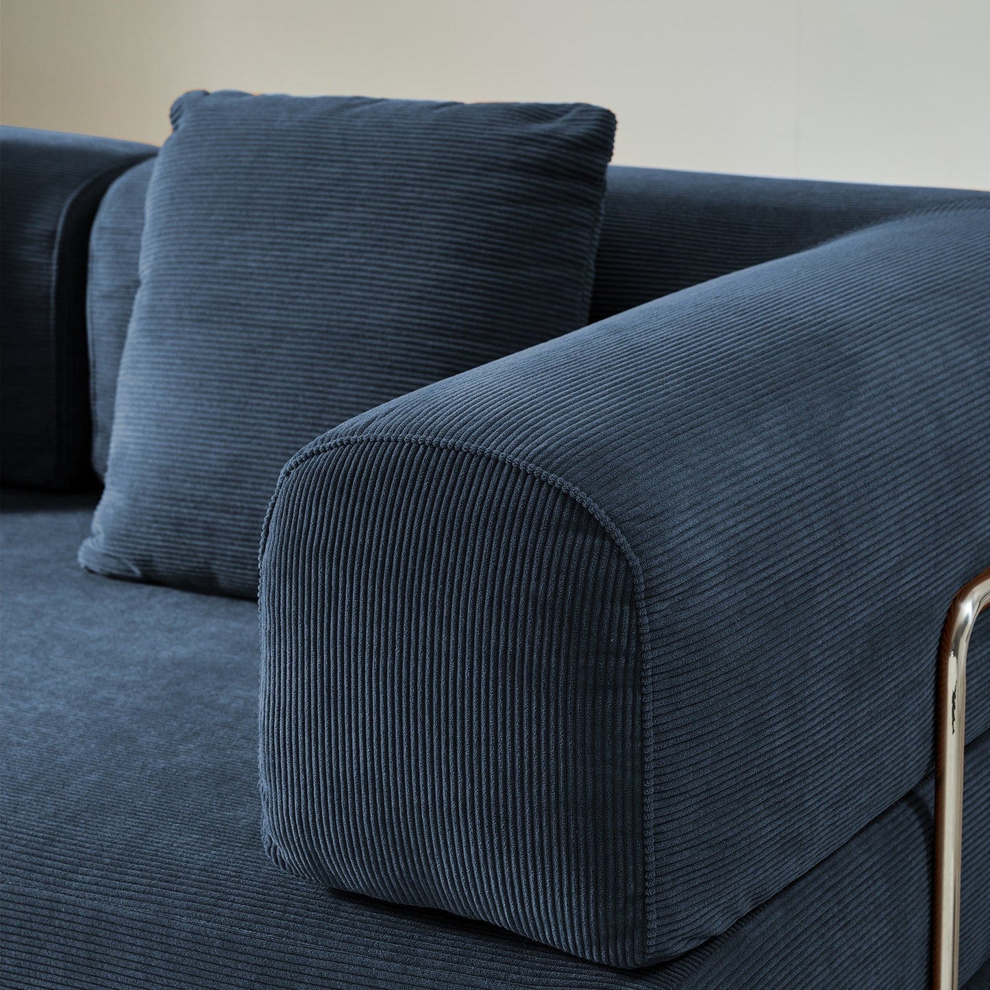 Romision Round Arm Corduroy Fabric Convertible Sleeper Rectangle Sofa