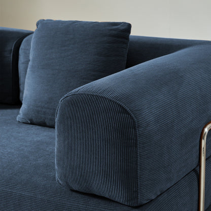 Romision Round Arm Corduroy Fabric Convertible Sleeper Rectangle Sofa