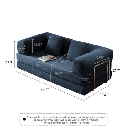 Romision Round Arm Corduroy Fabric Convertible Sleeper Rectangle Sofa