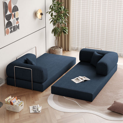 Romision Round Arm Corduroy Fabric Convertible Sleeper Rectangle Sofa
