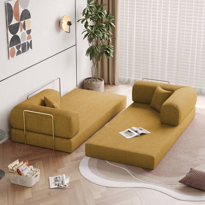 Romision Round Arm Corduroy Fabric Convertible Sleeper Rectangle Sofa