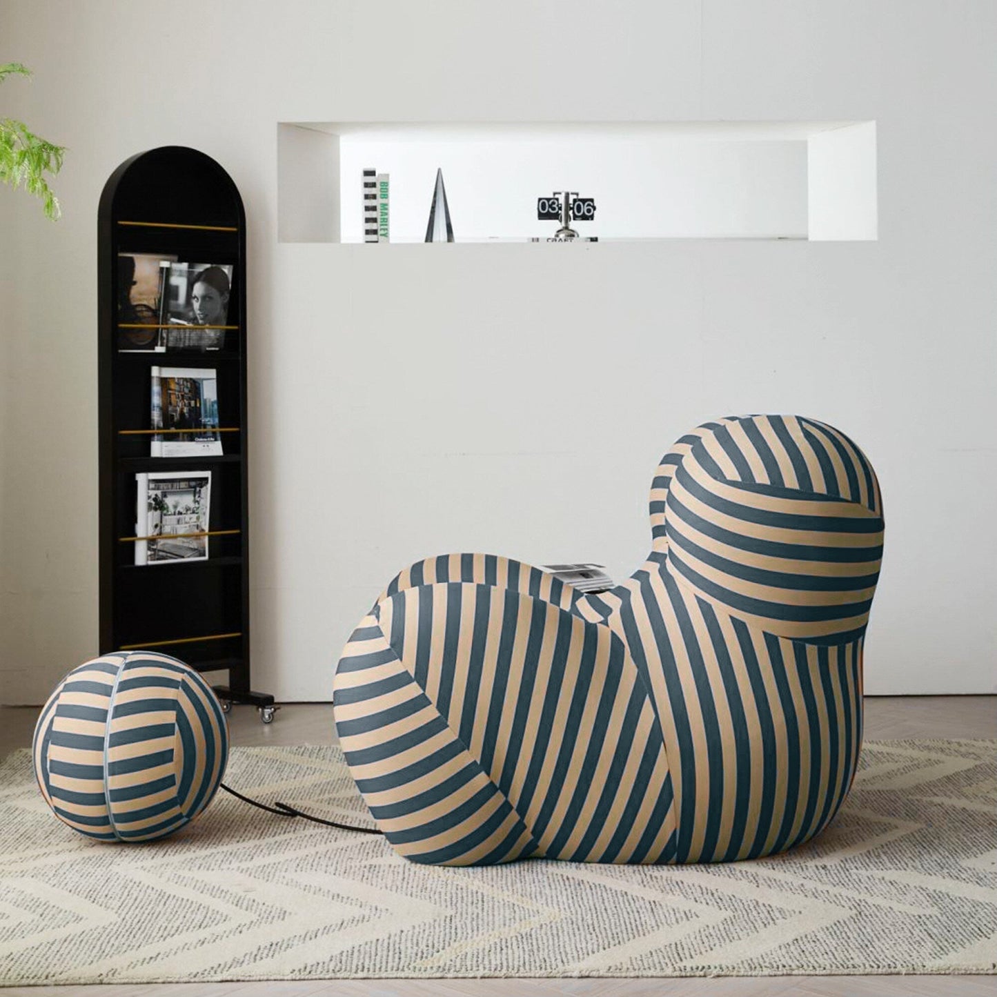 Romision Slope Arm Fabric Curved Sofa