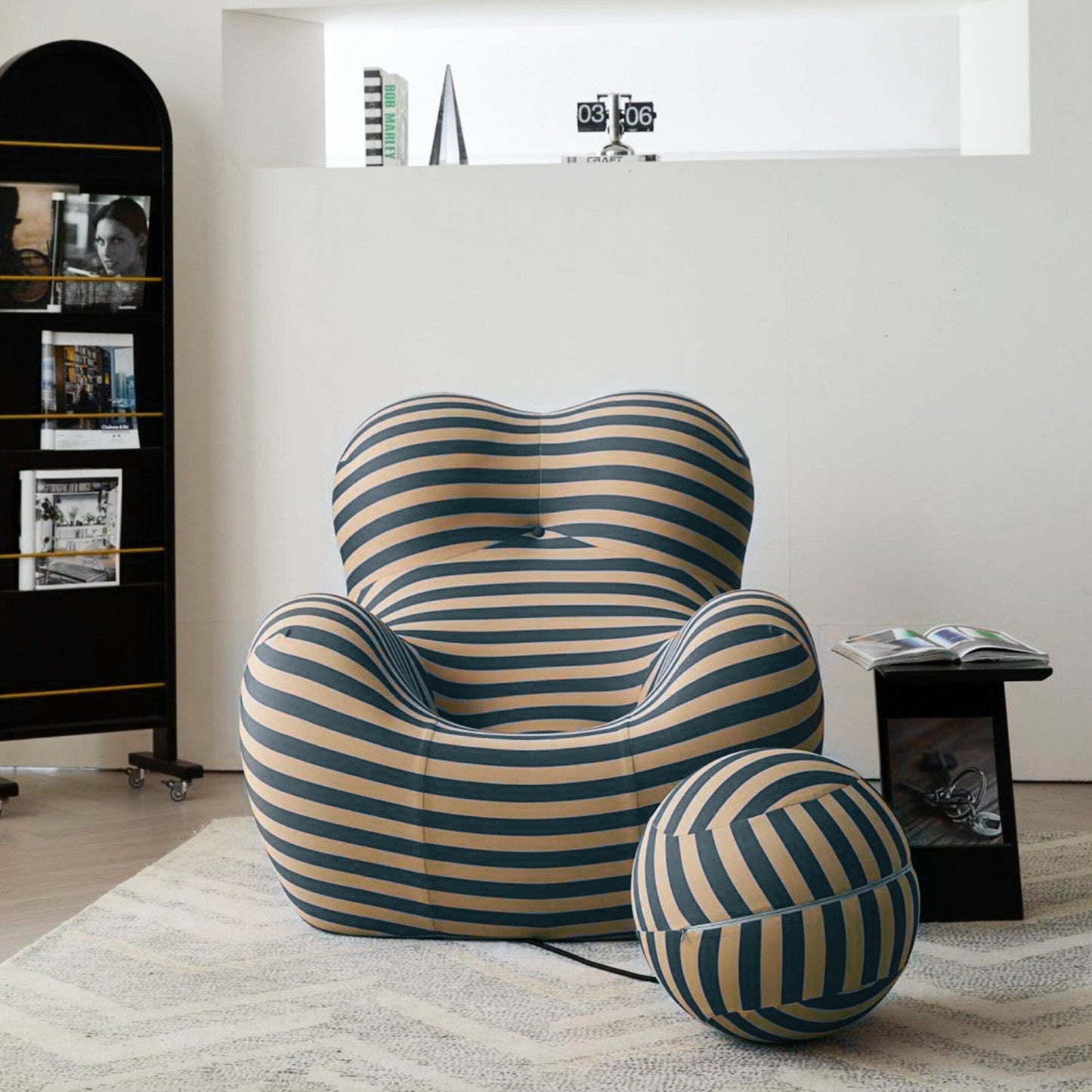 Romision Slope Arm Fabric Curved Sofa