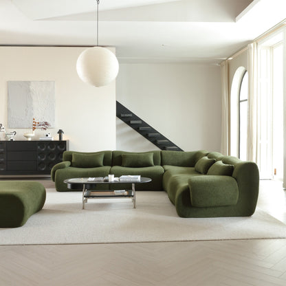 Romision Square Arm Teddy Fleece Fabric Sectional Sofa