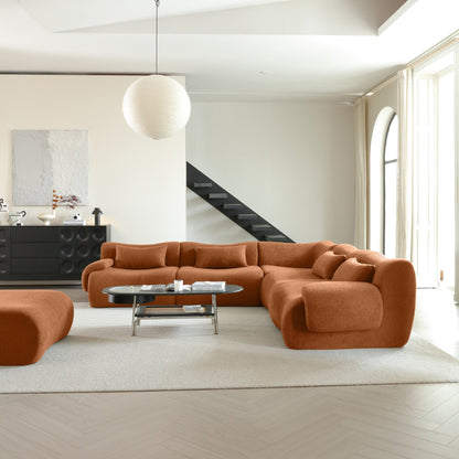 Romision Square Arm Teddy Fleece Fabric Sectional Sofa