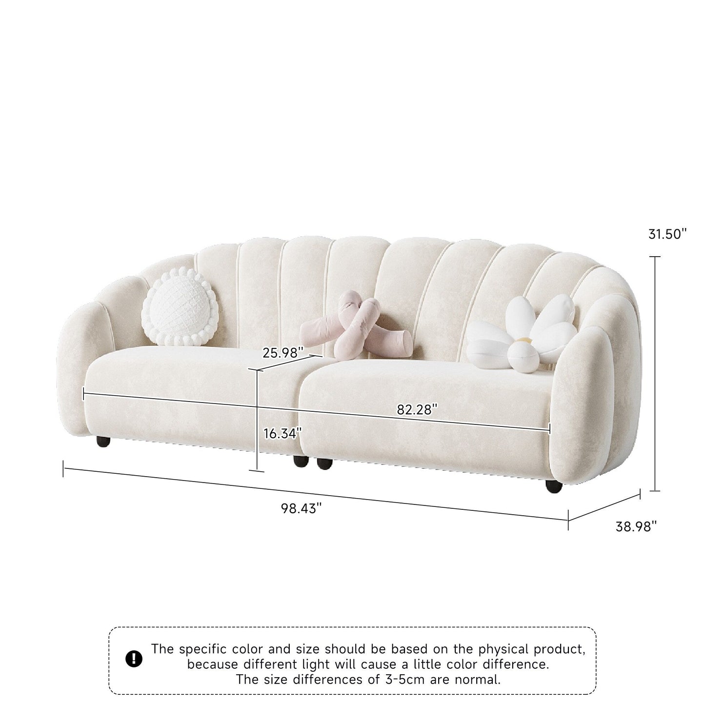 Romision Technological Velvet Rectangle Sofa