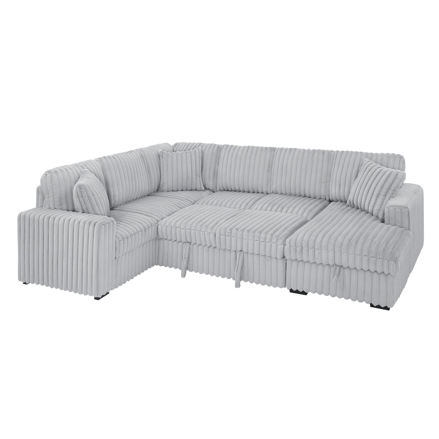 Roomfitters 122 Inch Pull Out Couch, Plush Fabric Sofa Bed, Comfy Upholstered, Oversized U Shape Sectional Sleeper Sofa Bed